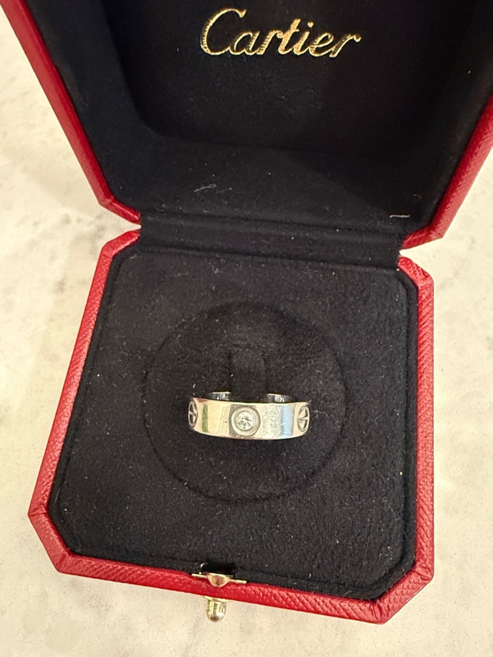 Cartier white gold with diamond’s ring in signature Red Presentation Box - Picture 2 of 3